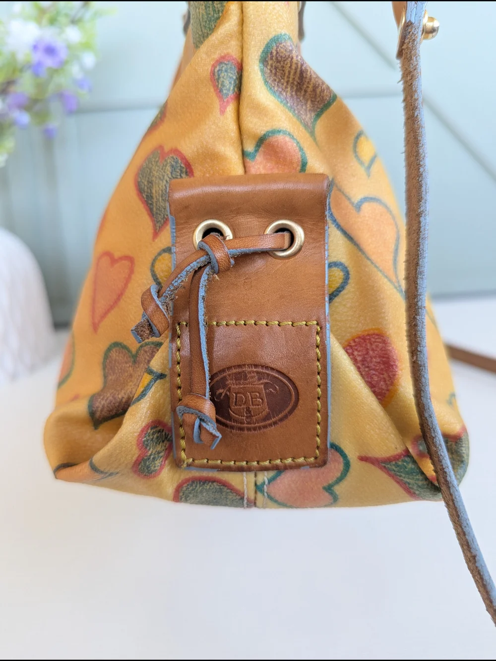 Dooney & Bourke Yellow Heart Print Satchel